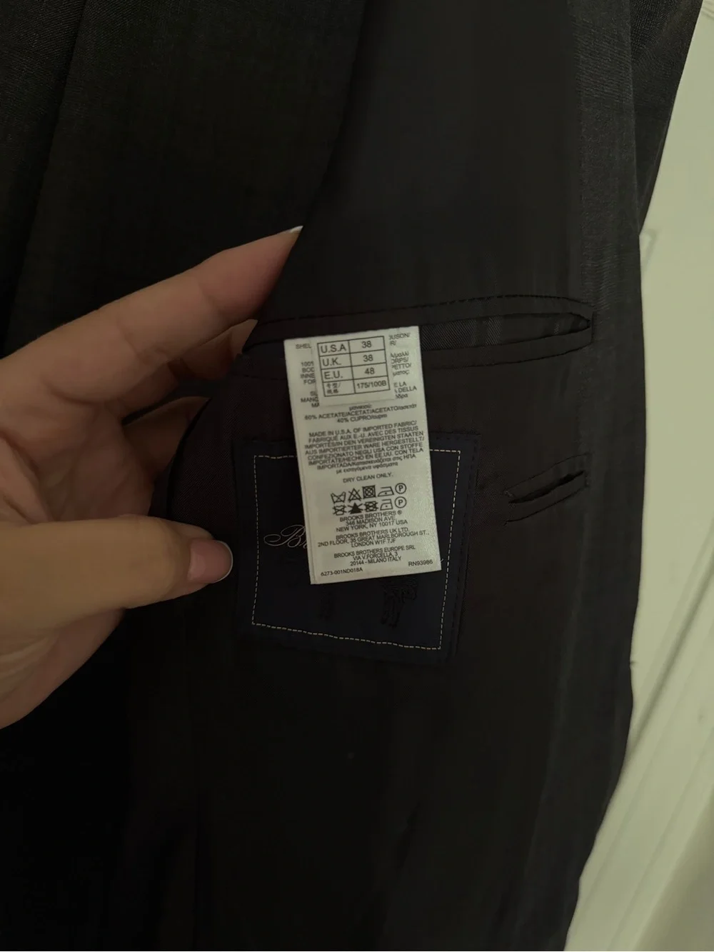 Brooks Brothers Men’s Grey Plaid Suit w/Blue Windowpane